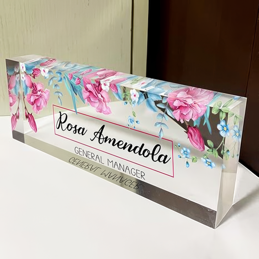 Custom acrylic nameplate for desk
